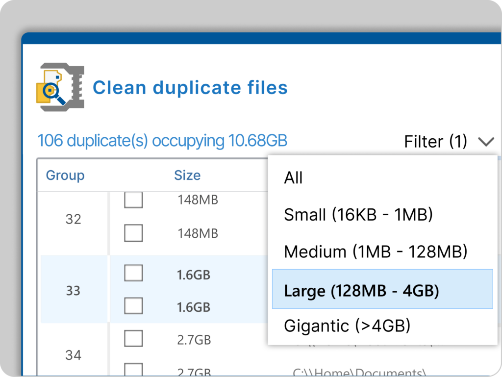 duplicate file detection screenshot