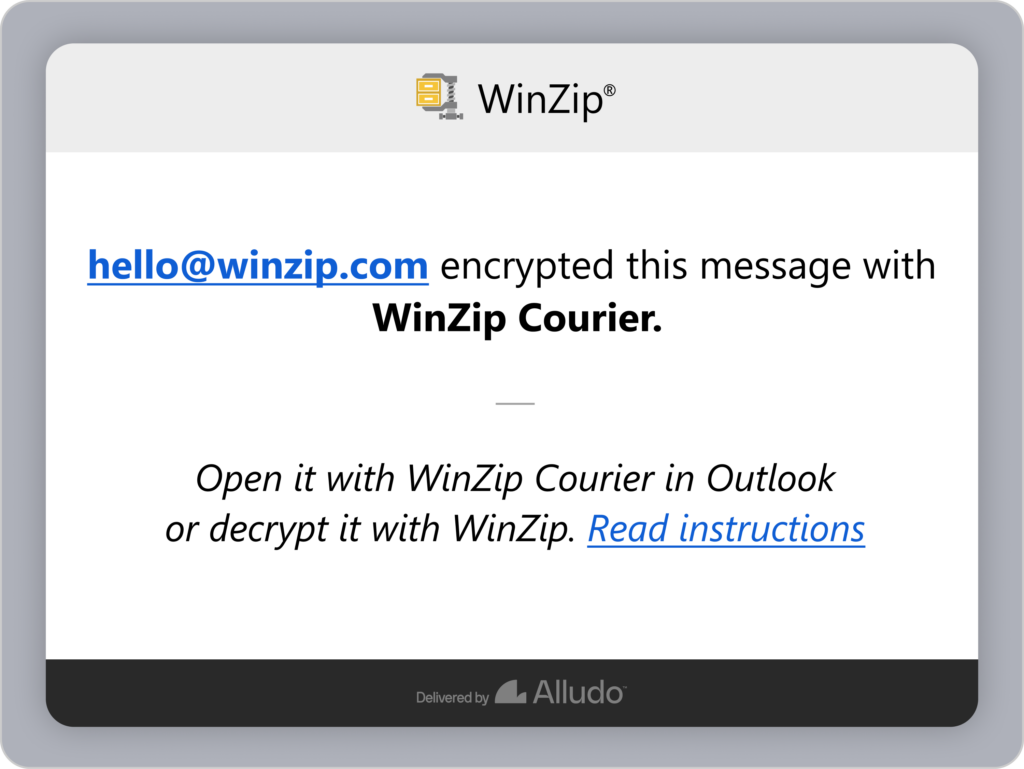 winzip courier email security screenshot